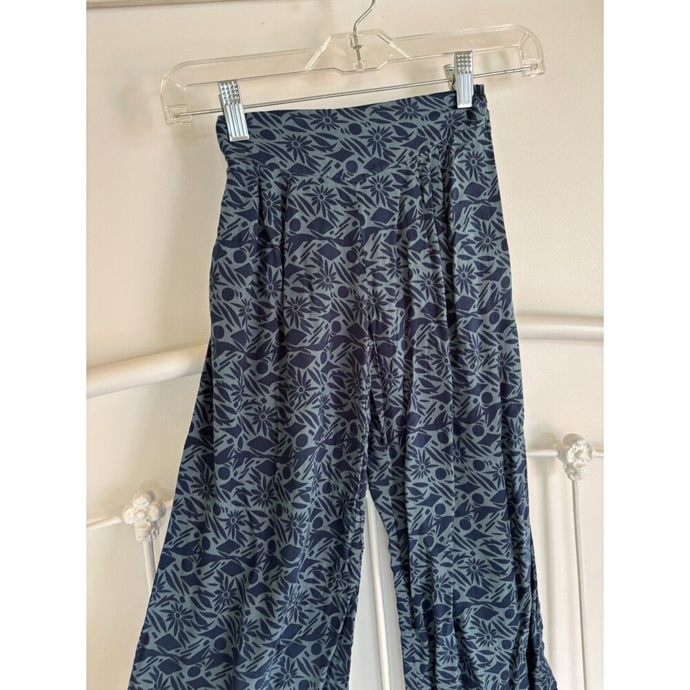Girls joyous And Free Palazzo Pants Blue Floral Size 6 wide leg dress pants teal